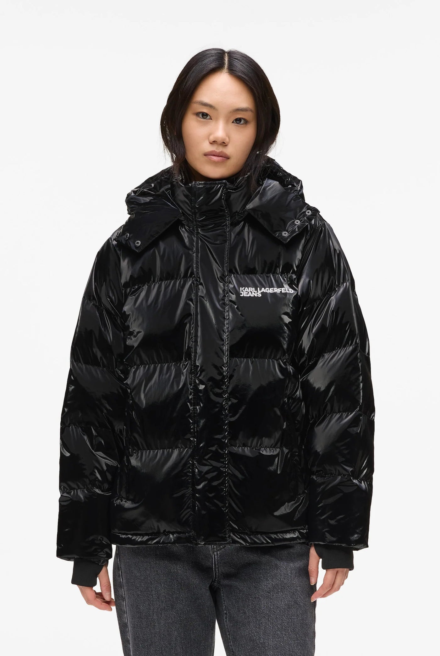 Karl Lagerfeld Women's Shiny Puffer Jacket | Black