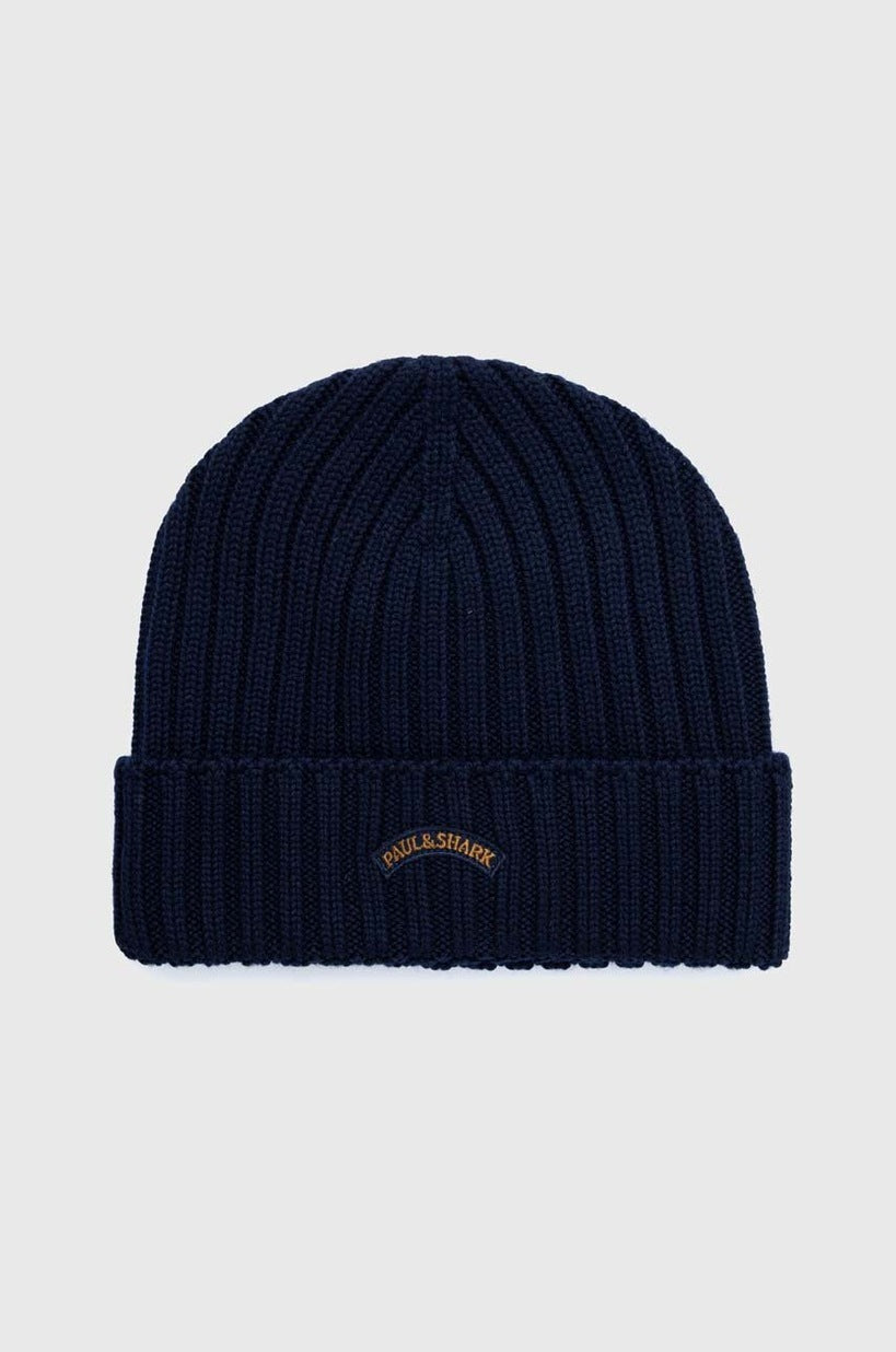 Paul & Shark Iconic Badge Wool Beanie | Navy