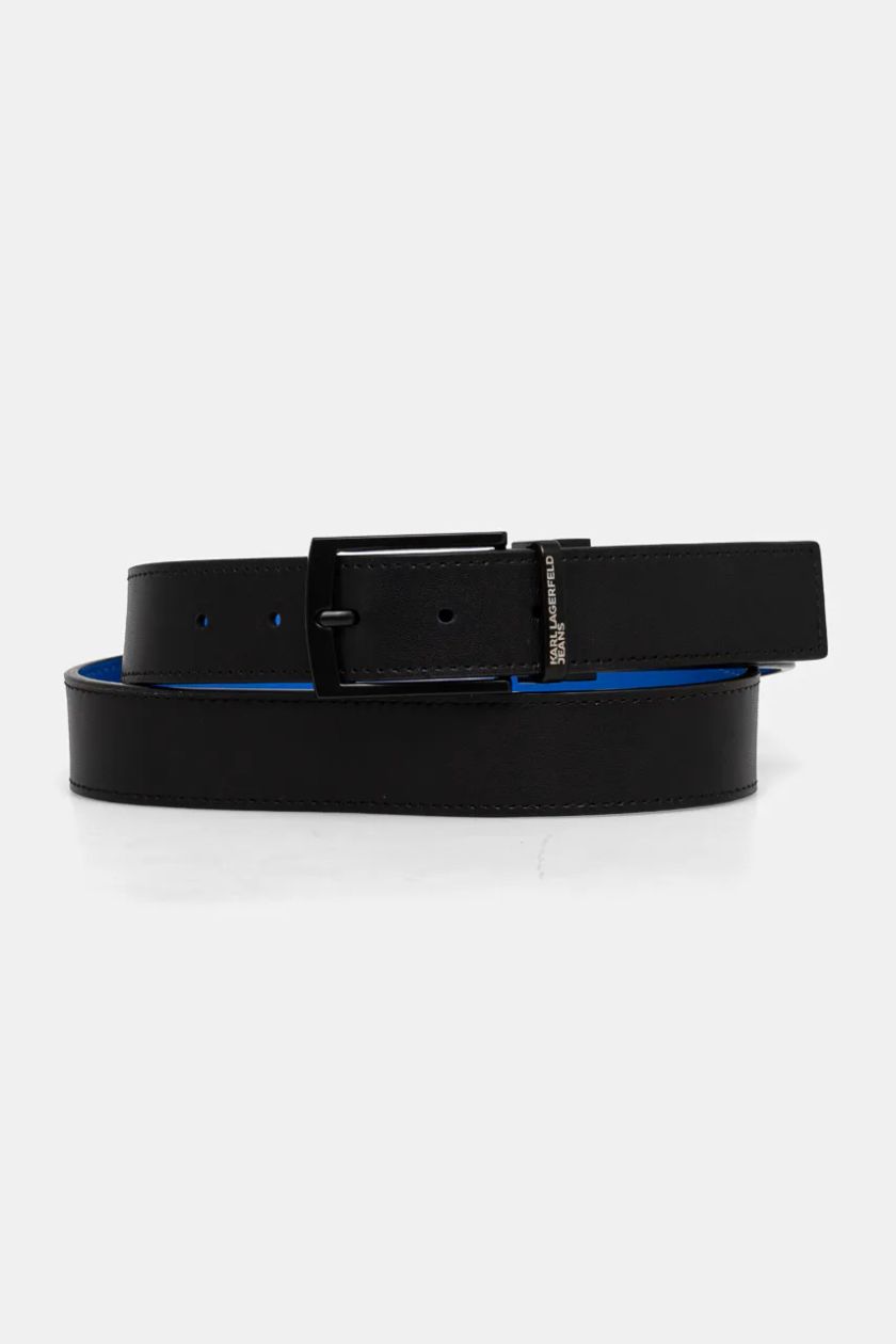 Karl Lagerfeld Reversible Leather Belt | Black/Blue