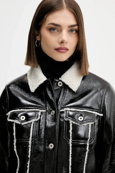 Karl Lagerfeld Women's Faux Leather Jacket | Black/White