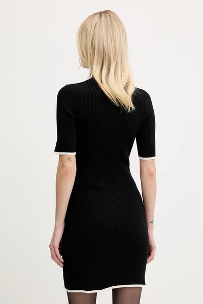 Karl Lagerfeld Short Sleeve Zip Knit Dress | Black