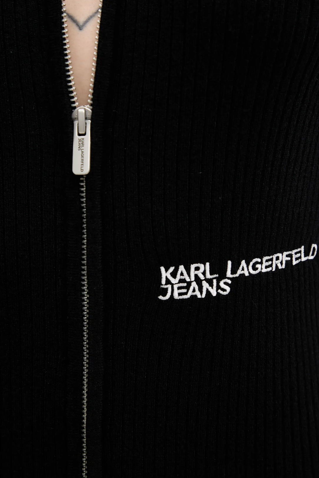 Karl Lagerfeld Short Sleeve Zip Knit Dress | Black