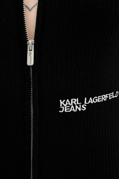 Karl Lagerfeld Short Sleeve Zip Knit Dress | Black