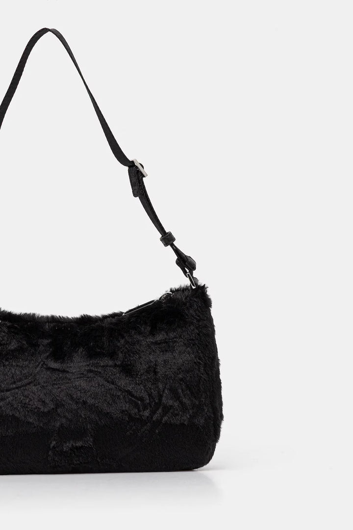 Karl Lagerfeld Faux Fur Shoulder Bag | Black