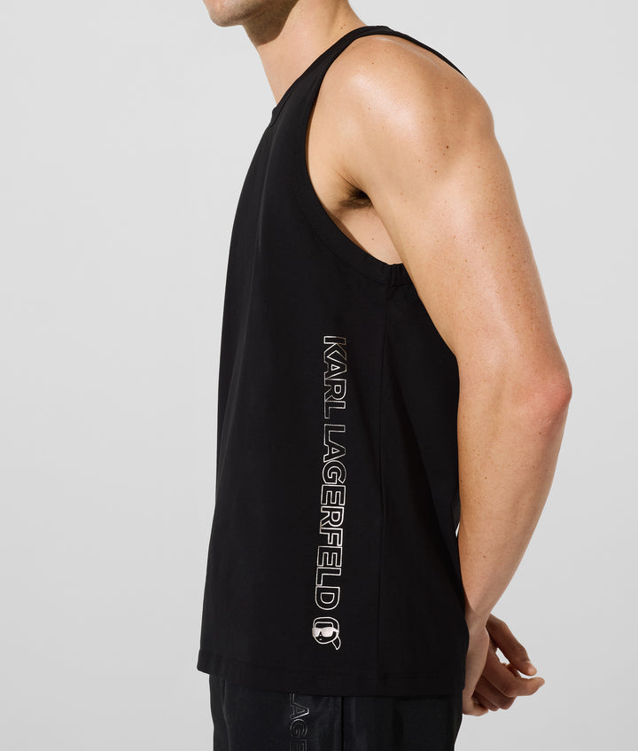 Karl Lagerfeld Ikon Metallic Beach Tank Top | Black