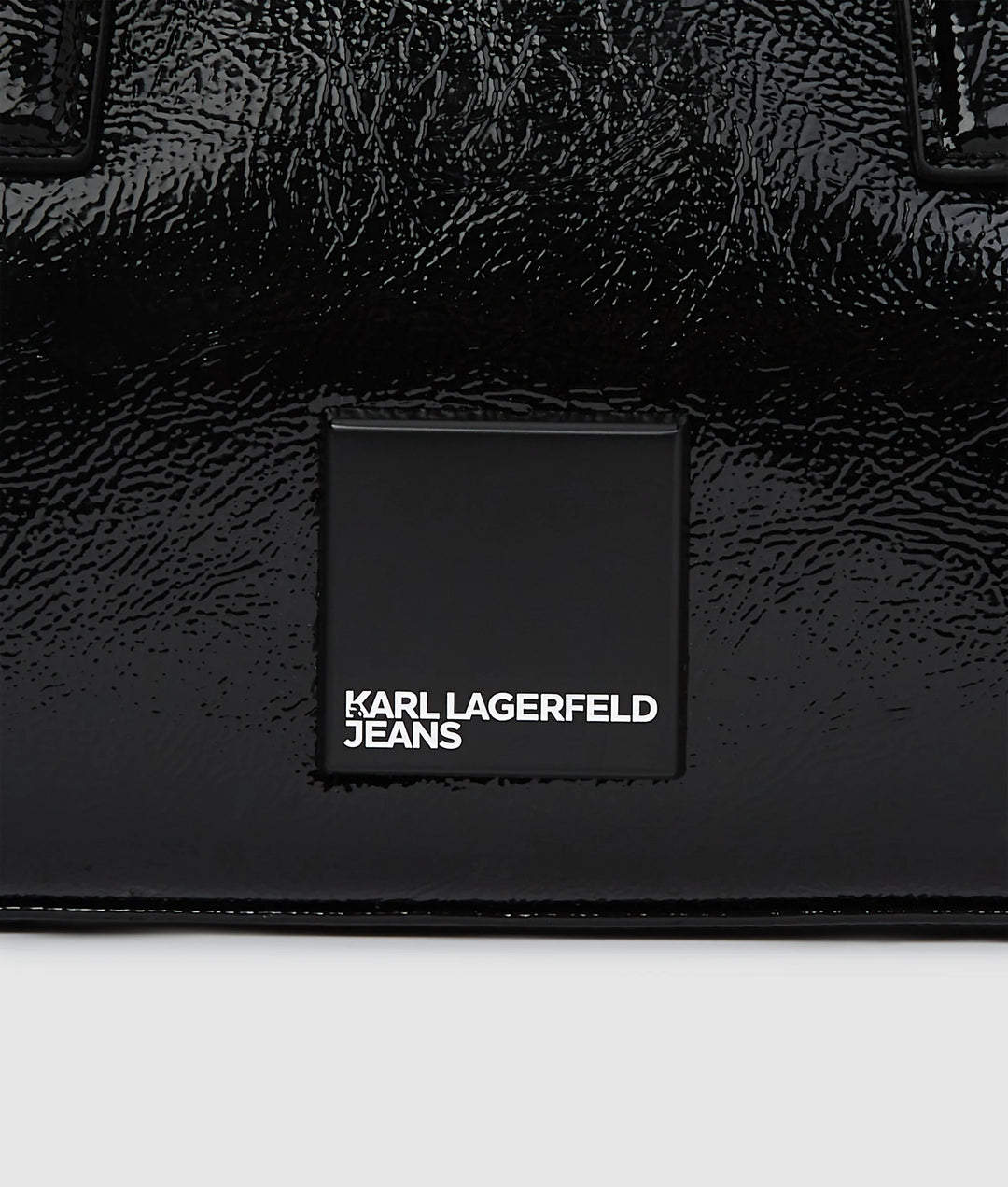 Karl Lagerfeld Logo Glossy Bowling Bag | Black