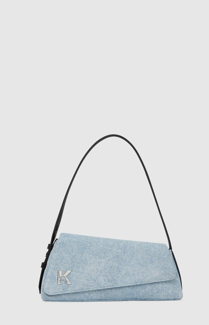 Karl Lagerfeld Geo Denim Flap Bag | Acid Light Blue