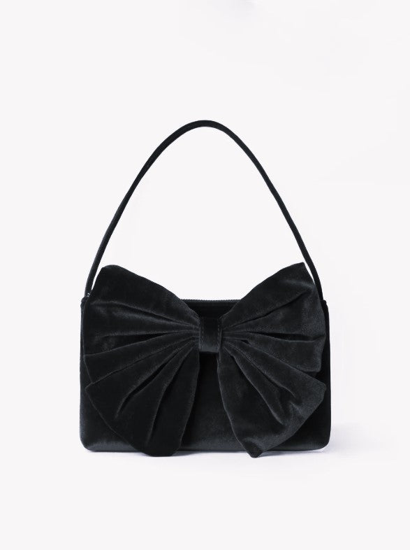 MC2 Saint Barth Velvet Bag Nana with Maxi Bow | Black