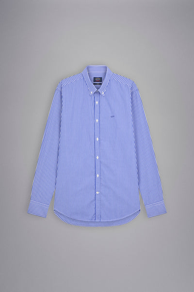 Paul & Shark Cotton Stripe Poplin Shirt | Blue/White