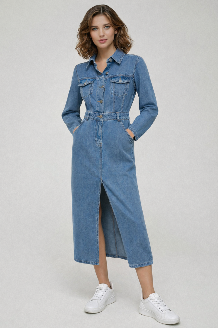 PennyBlack Lightweight Denim Shirt Dress | Navy