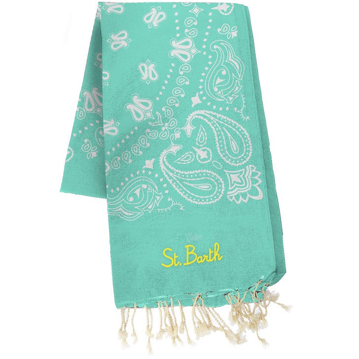MC2 Saint Barth Foutas Jacquard Towel Bandana | Turquoise