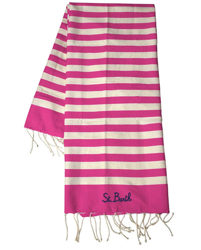 MC2 Saint Barth Fouta Classic Towel with Stripes | Fuchsia