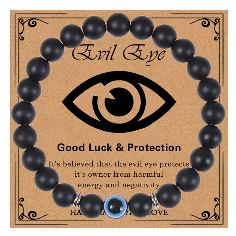 Never Needy Natural Stone Beaded Eye Bracelet | Frosted Stone