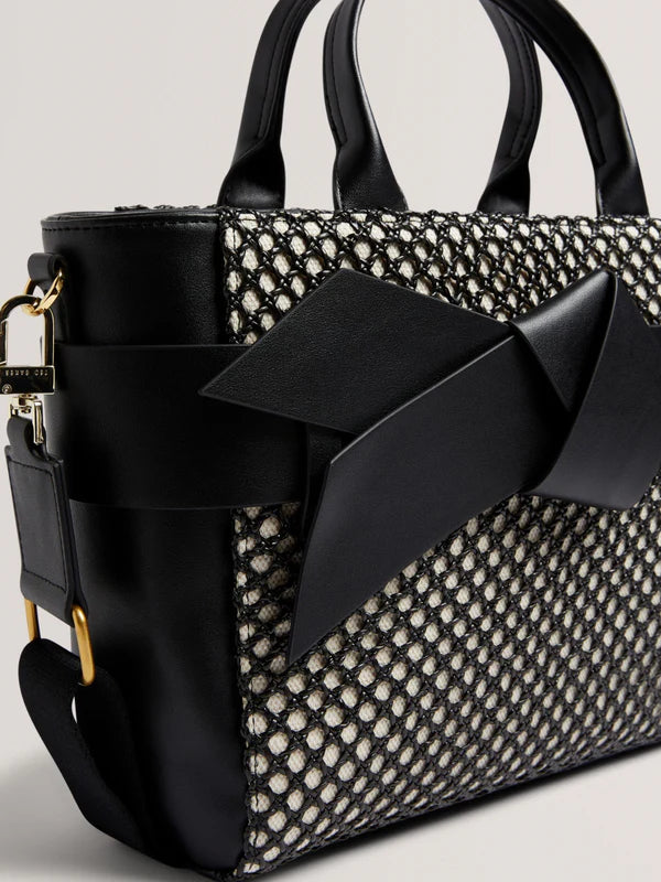 Ted Baker Jeesa Soft PU Bow Canvas Mini Tote Bag | Black