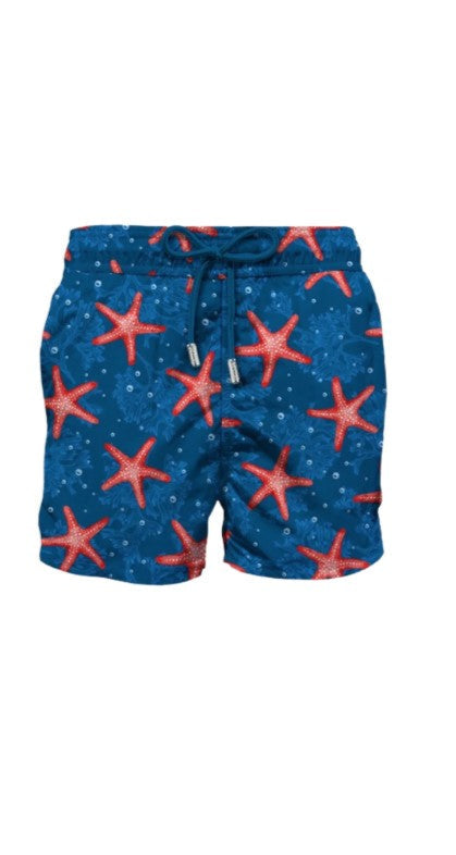 MC2 Saint Barth Lightweight Fabric Swim Shorts Lighting | Navy/Coral
