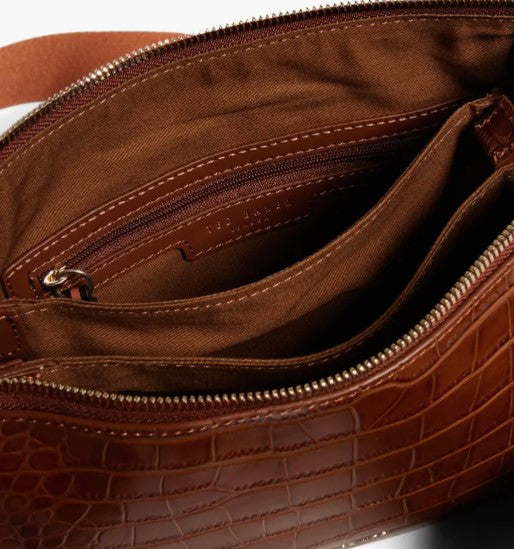 Ted Baker Darsila Branded Webbing Imitation Croc Detail Bag | Brown
