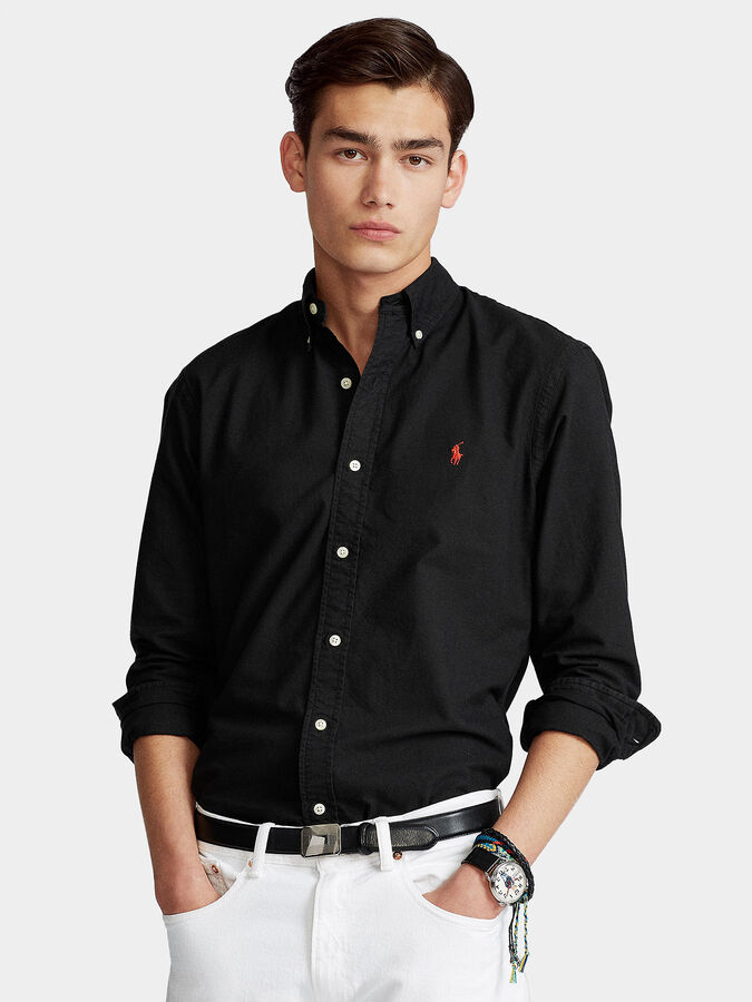 Ralph Lauren Custom Fit Garment-Dyed Oxford Shirt | Black