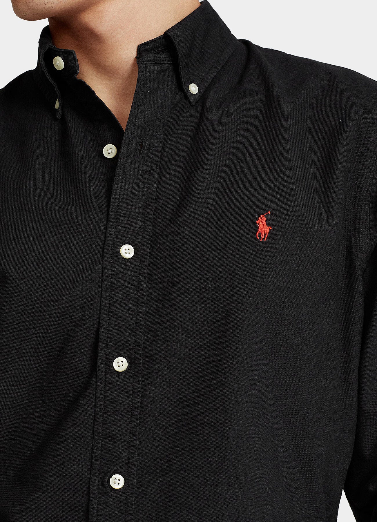 Ralph Lauren Custom Fit Garment-Dyed Oxford Shirt | Black