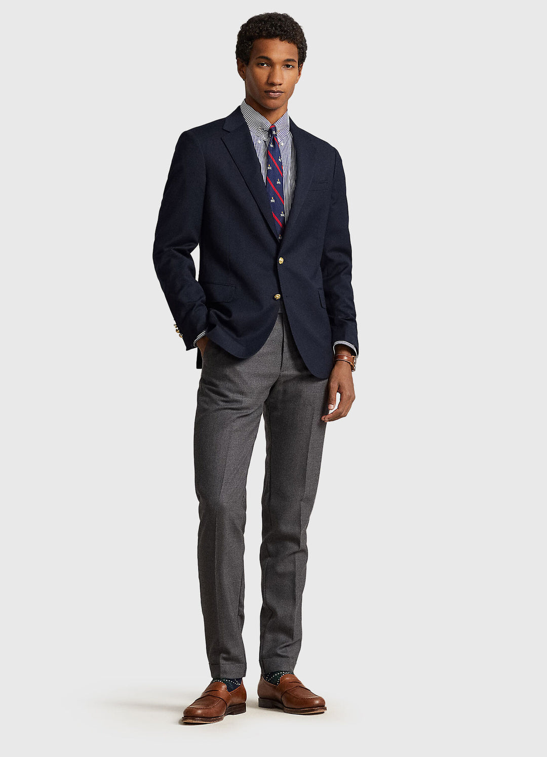 Ralph Lauren Single Breasted  Wool Gabardine Jacket | Navy