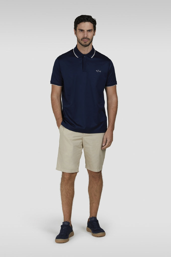 Paul & Shark Double Mercerised Jersey Cotton Polo | Navy