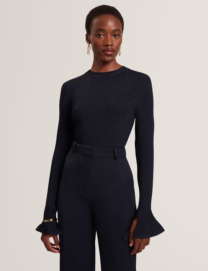 Ted Baker Eljoan Fitted Knitted Long Sleeve Top | Navy