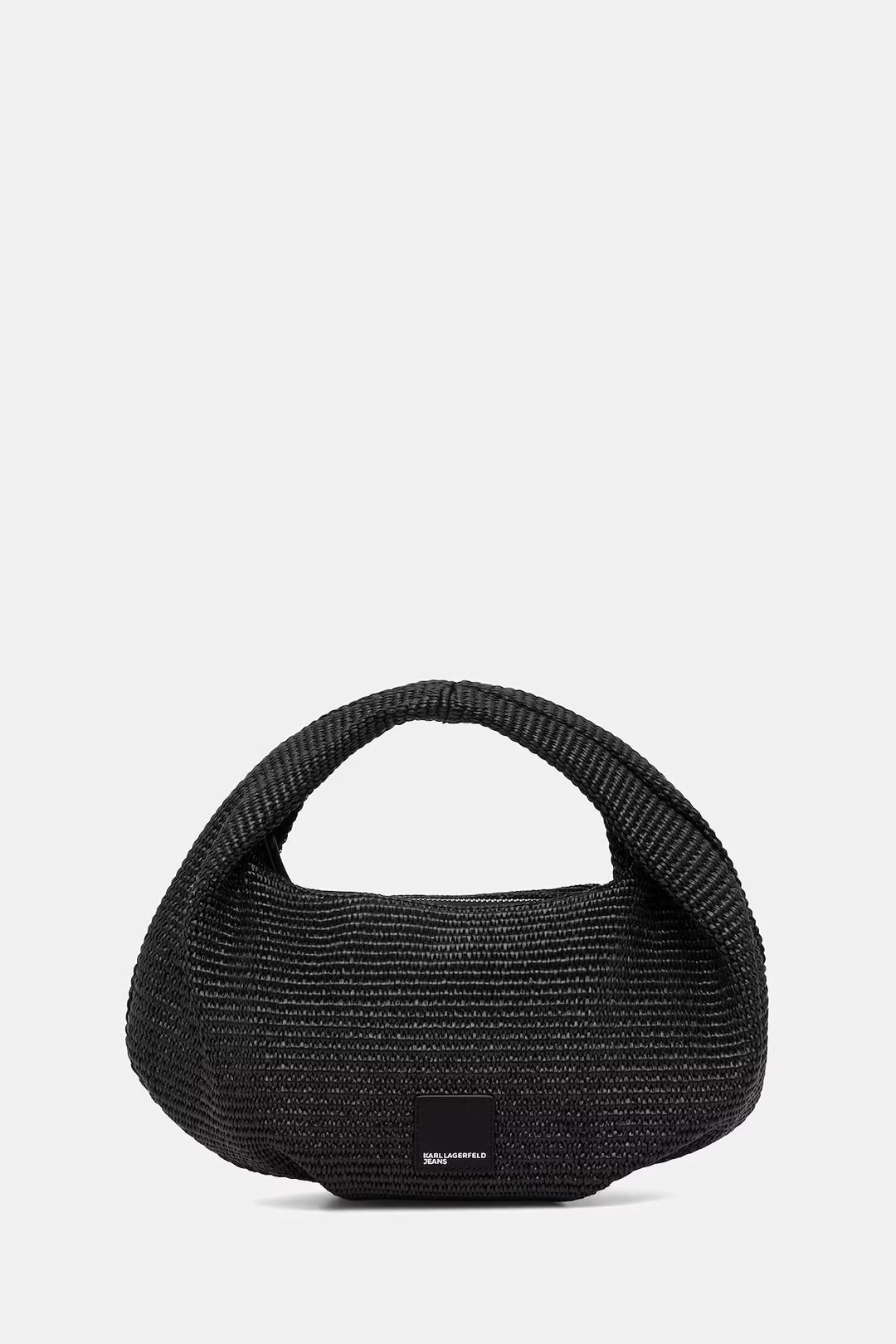 Karl Lagerfeld Box Logo Raffia Hobo Bag | Black