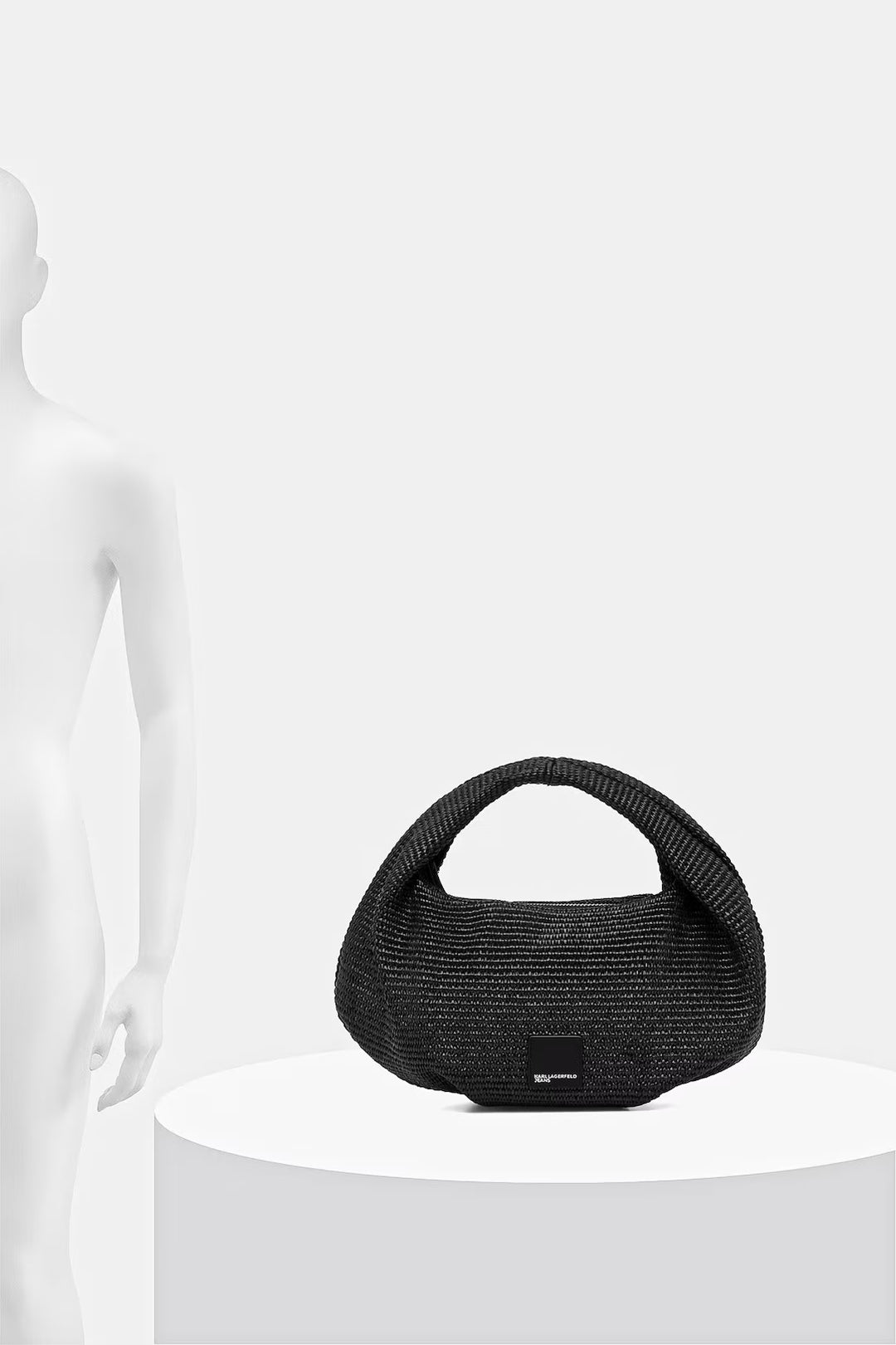 Karl Lagerfeld Box Logo Raffia Hobo Bag | Black