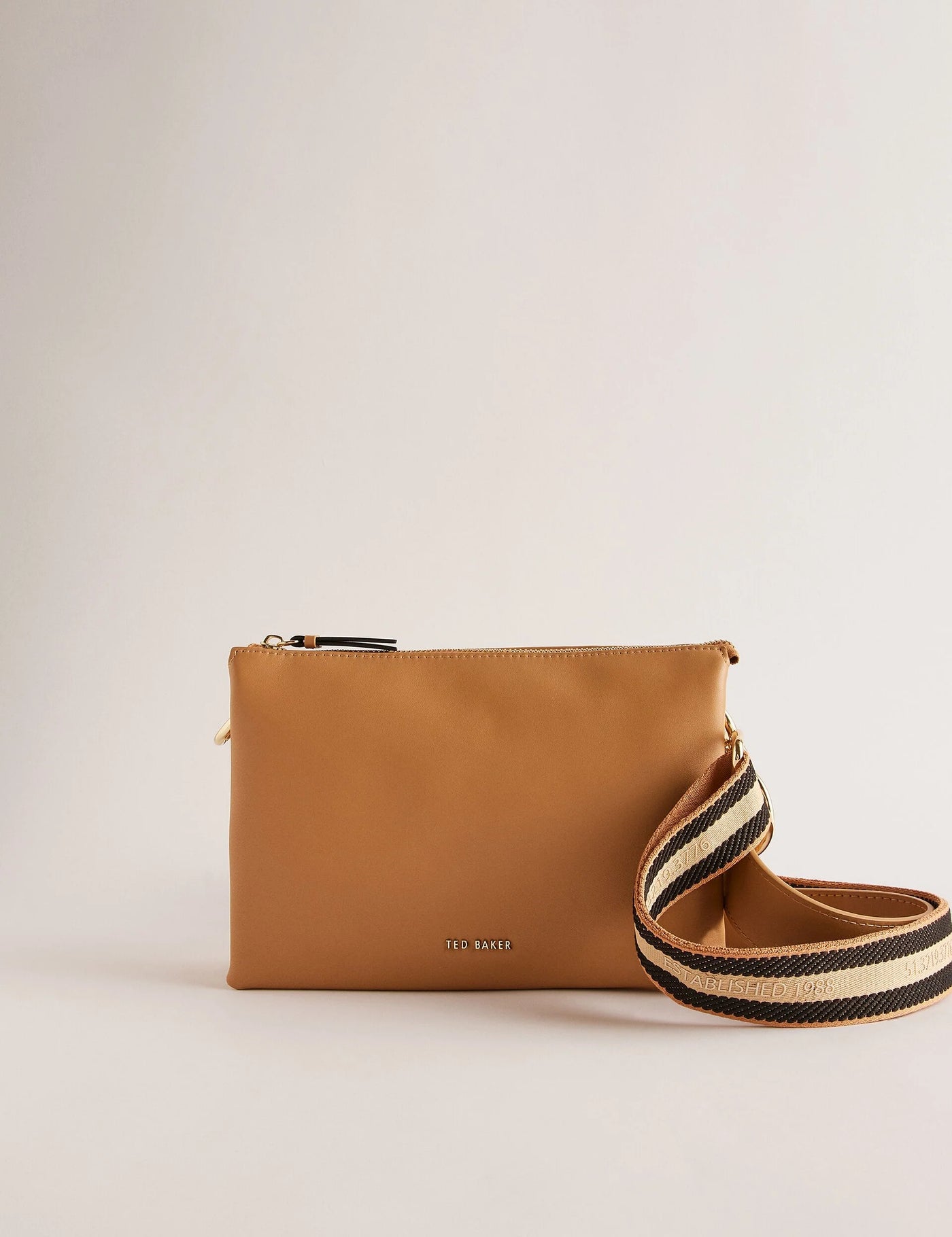 Ted Baker Darceyy Leather Crossbody Bag With Webbing Strap | Taupe
