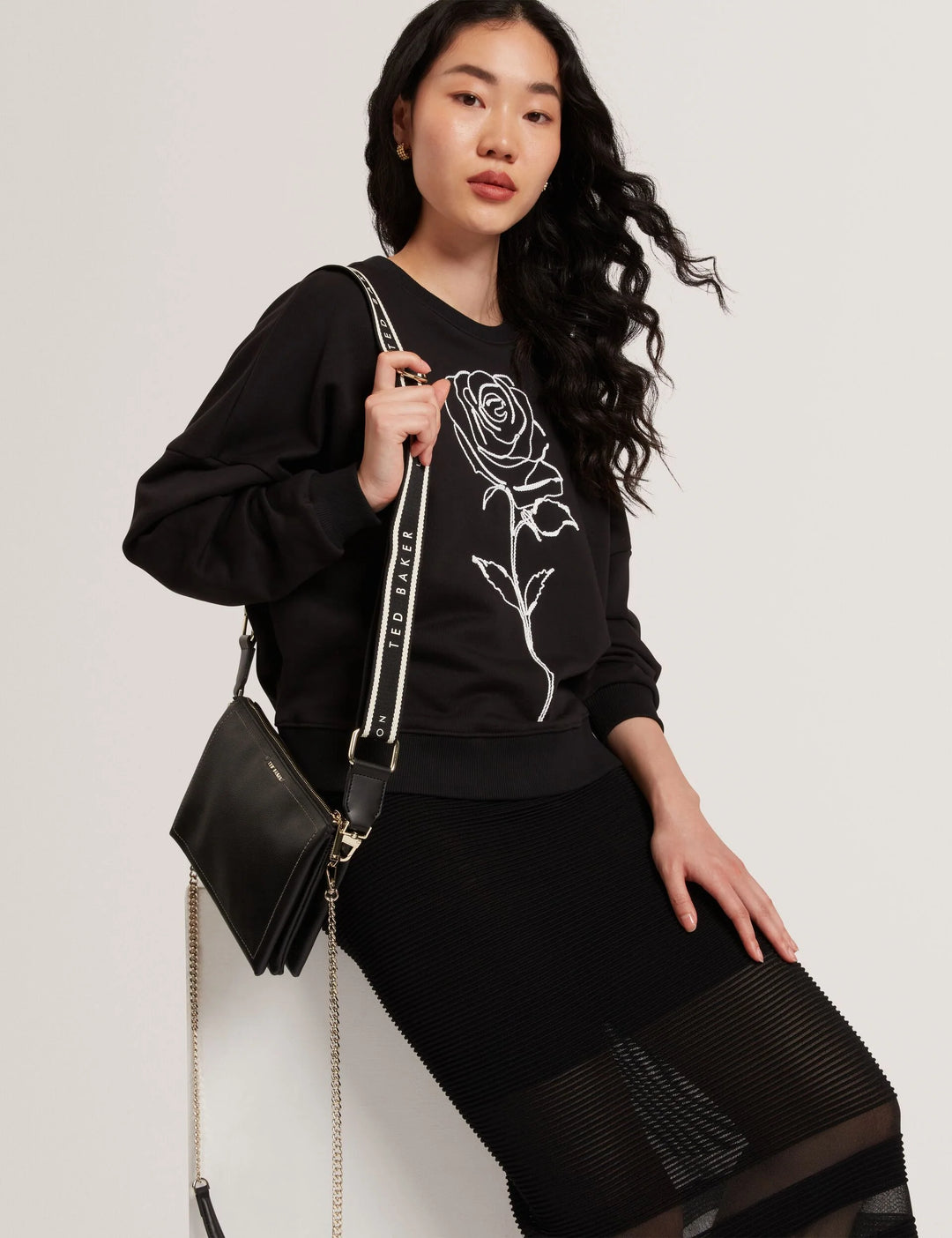 Ted Baker Webbing Strap Leather Crossbody Bag | Black