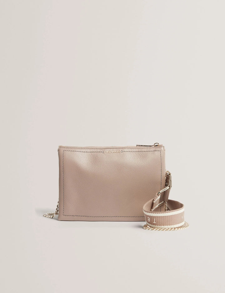 Ted Baker Webbing Strap Leather Crossbody Bag | Taupe