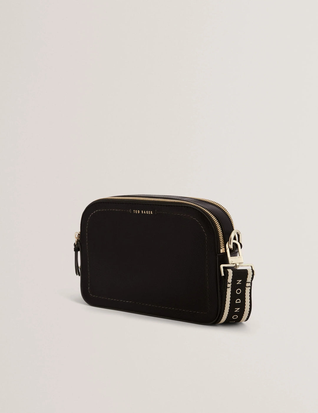 Ted Baker Logo Webbing Leather Crossbody Camera Bag | Black
