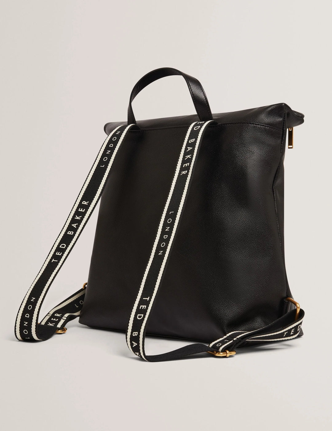 Ted Baker Branding Webbing Large Leather Backpack | Black