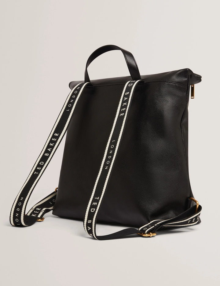 Ted Baker Branding Webbing Large Leather Backpack | Black