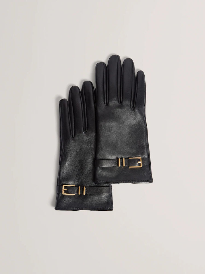 Ted Baker Jillla - Buckle Detail Leather Gloves | Black