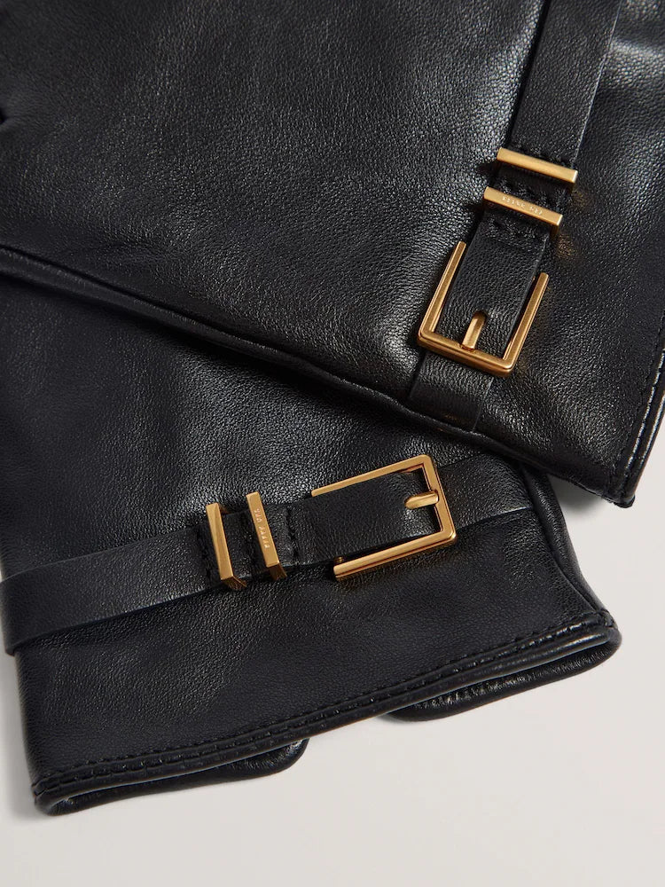 Ted Baker Jillla - Buckle Detail Leather Gloves | Black