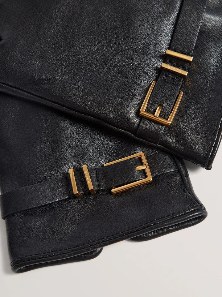 Ted Baker Jillla - Buckle Detail Leather Gloves | Black