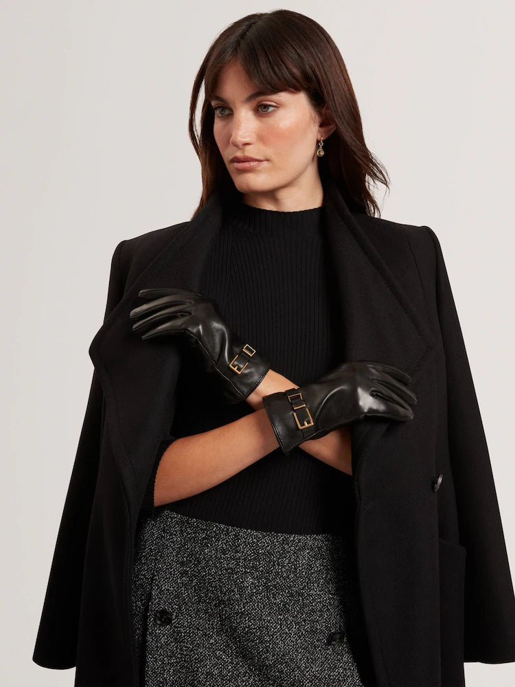 Ted Baker Jillla - Buckle Detail Leather Gloves | Black