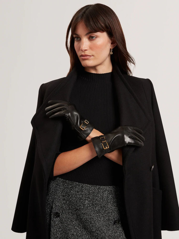 Ted Baker Jillla - Buckle Detail Leather Gloves | Black