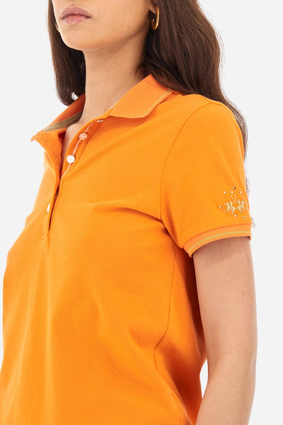 La Martina Regular Fit Polo Shirt in Elasticated Cotton-Yerina | Orange