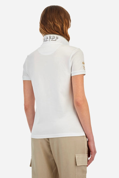 La Martina Regular Fit Guards Polo Shirt in Elasticated Cotton-Yawa | White