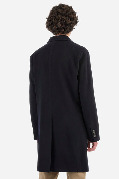 La Martina Double Breasted Wool and Cashmere Coat | Navy