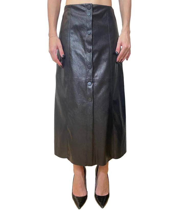 PennyBlack Sibilla Coated Jersey Midi Skirt | Black