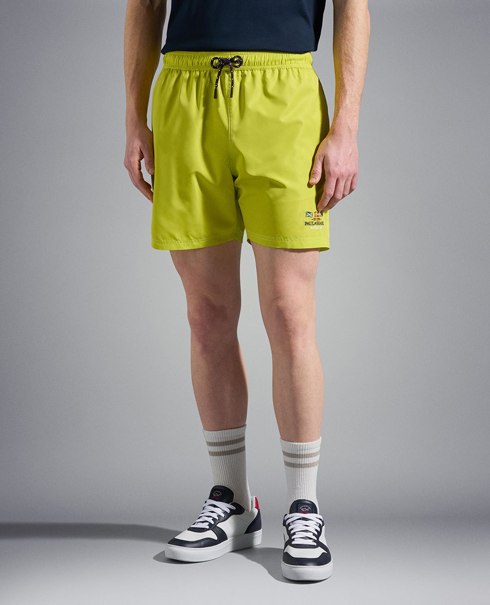 Paul & Shark Swim Shorts with Nautical Embroidery | Lime