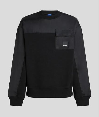 Karl Lagerfeld Men's Relaxed Mixed Sweatershirt | Black