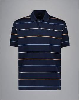 Paul & Shark Double Mercerised Jersey Cotton Polo Shirt | Navy/Multi