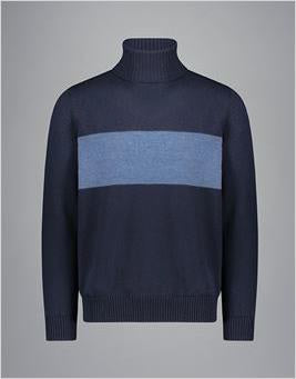 Paul & Shark Wool Turtleneck Sweater with Moon Badge | Blue