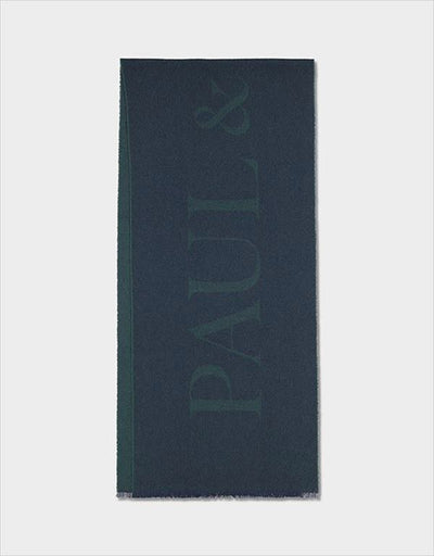 Paul & Shark Wool Scarf with Large P&S Letters | Blue/Green