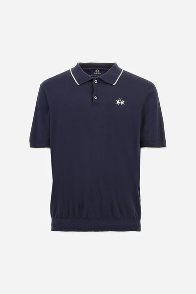 La Martina Polo Shirt in Tricot Cotton Knit in Regular Fit - Austin | Navy