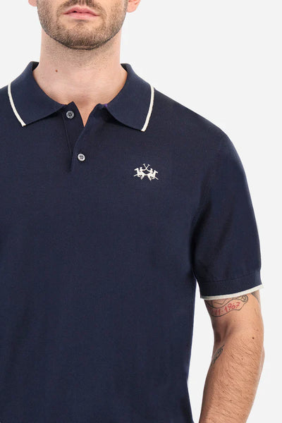 La Martina Polo Shirt in Tricot Cotton Knit in Regular Fit - Austin | Navy