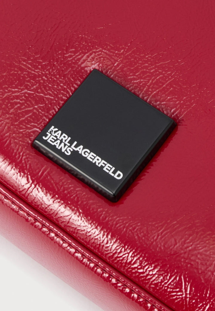 Karl Lagerfeld Logo Glossy Bowling Bag | Pompeian Red